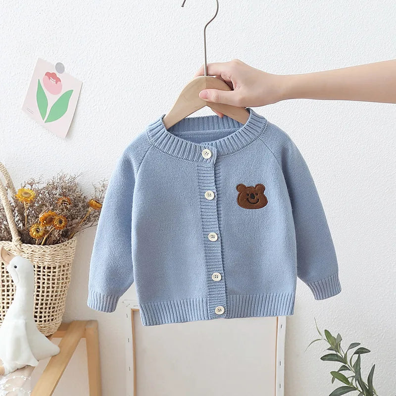 Autumn Kids Boys Cardigan Cartoon Spliced Long Sleeve