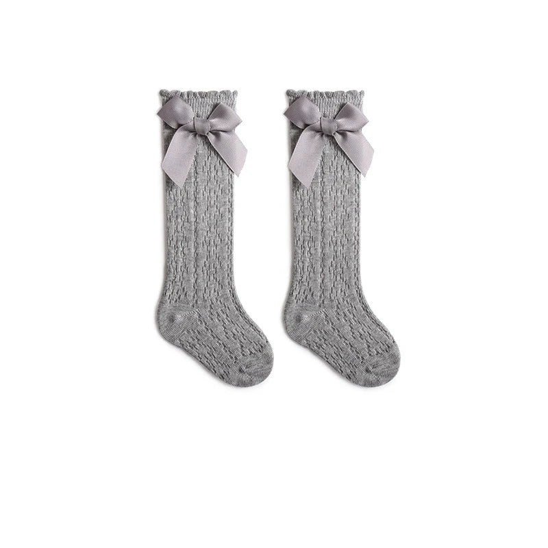 Summer Baby Girls Socks Toddler Bow Long Sock Kids Knee High Soft Cotton