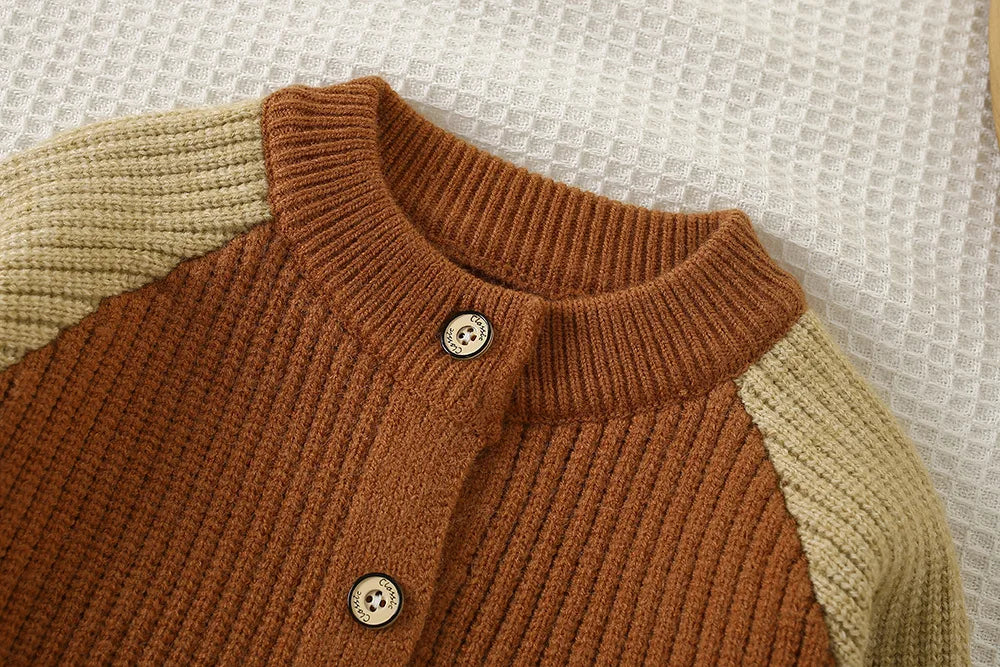 Autumn Kids Boys Cardigan Cartoon Spliced Long Sleeve