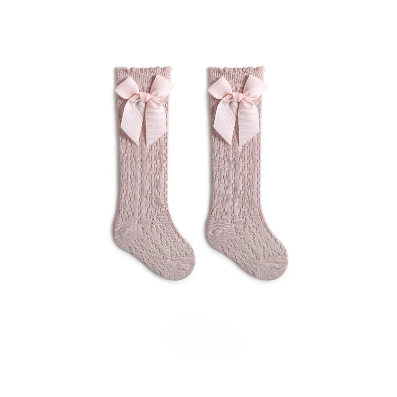 Summer Baby Girls Socks Toddler Bow Long Sock Kids Knee High Soft Cotton
