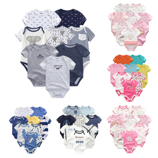 8 PCS summer short sleeve baby boy bodysuit