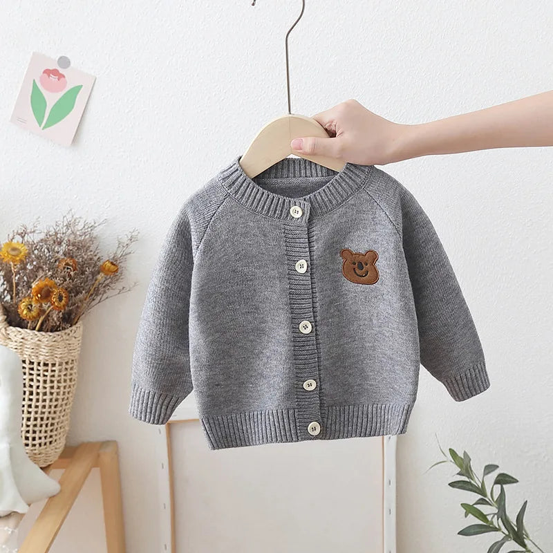 Autumn Kids Boys Cardigan Cartoon Spliced Long Sleeve