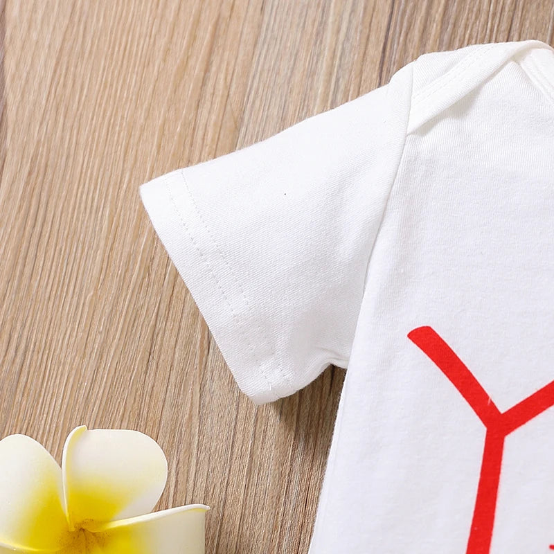 Newborn Baby Summer Letter Short Sleeved Climbing Suit+Little Daisy Wrap